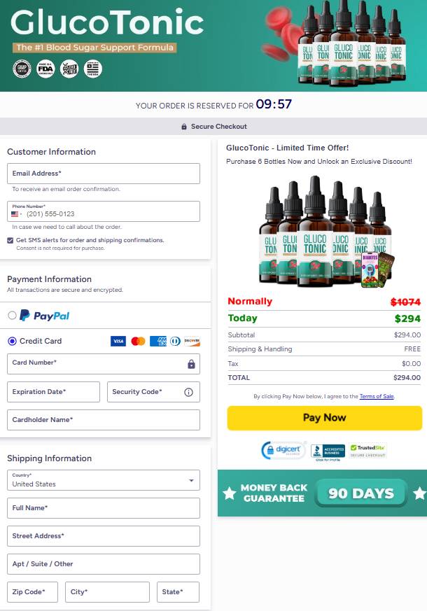 GlucoTonic Official Website Secure Order Page